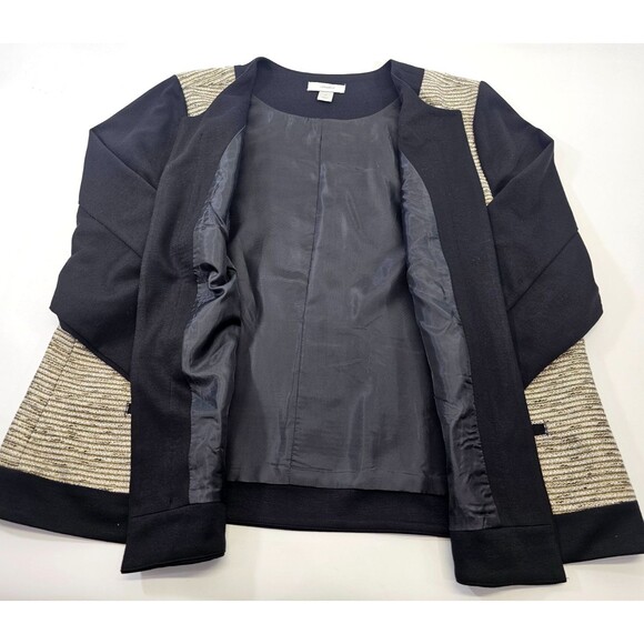 ALK Women's 2X CJ Banks Black Gold Shimmer Open Front Blazer Jacket Suit Coat - Picture 3 of 7